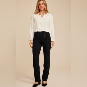 Maurices Black Sailor Button Dress Pants | Pull-On | Medium Short | EUC